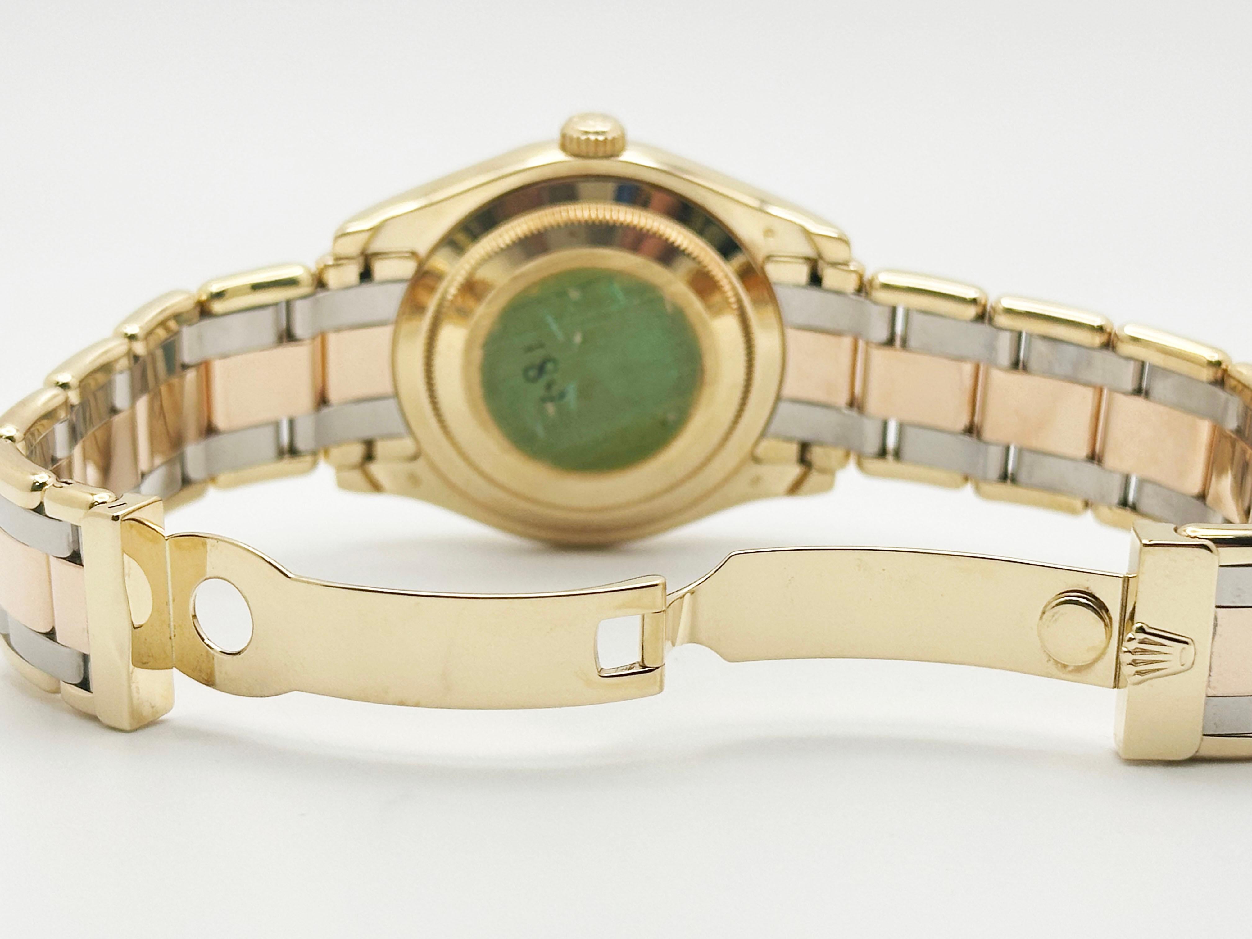 Rolex Tridor Masterpiece 18948 Meteorite Diamond Dial Bezel 18K Gold Box Paper in vendita 2