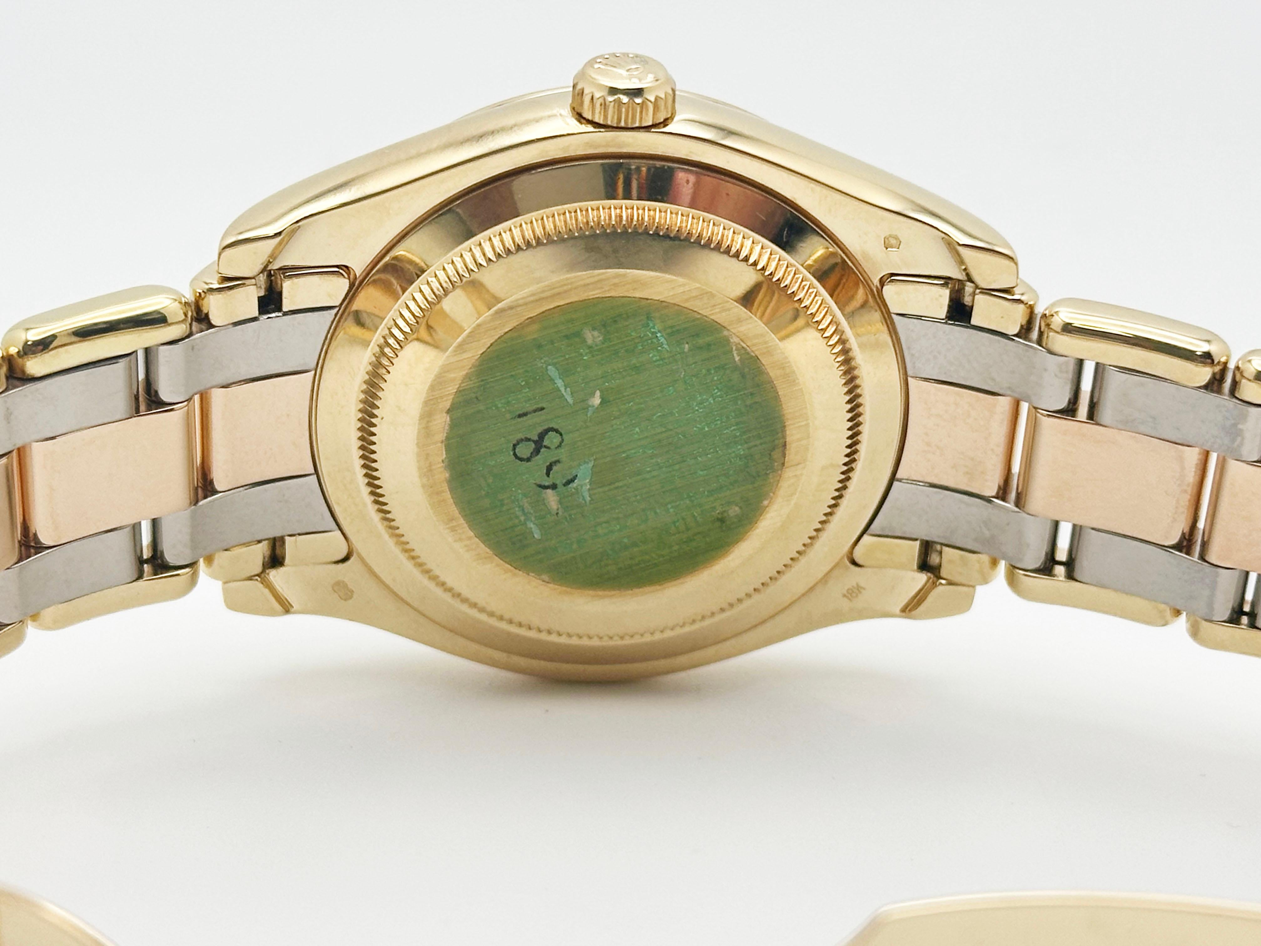 Rolex Tridor Masterpiece 18948 Meteorite Diamond Dial Bezel 18K Gold Box Paper in vendita 3