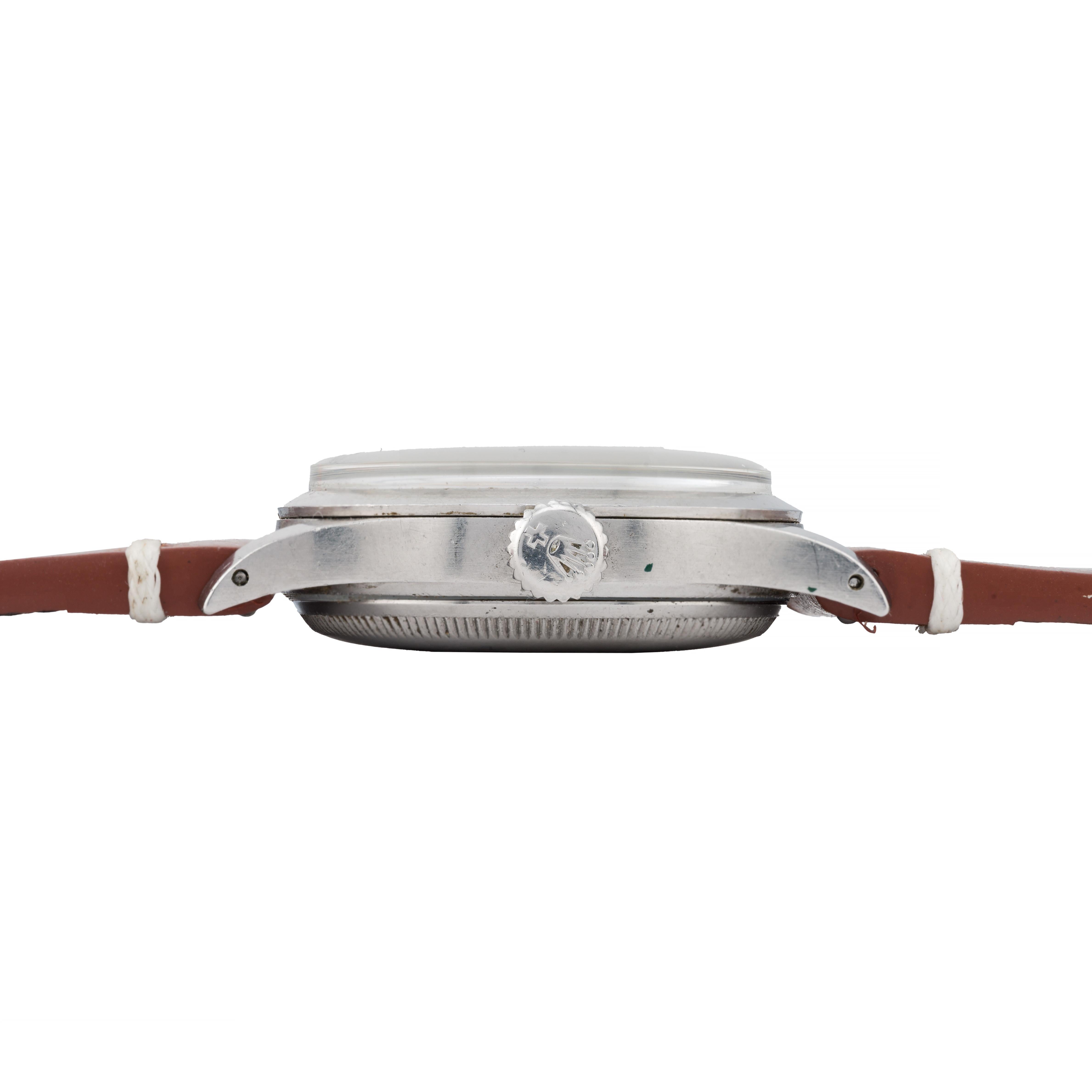 Rolex Tropical Patina Vintage Oyster Perpetual Ref 6332 Stepped Dial Unisexe en vente