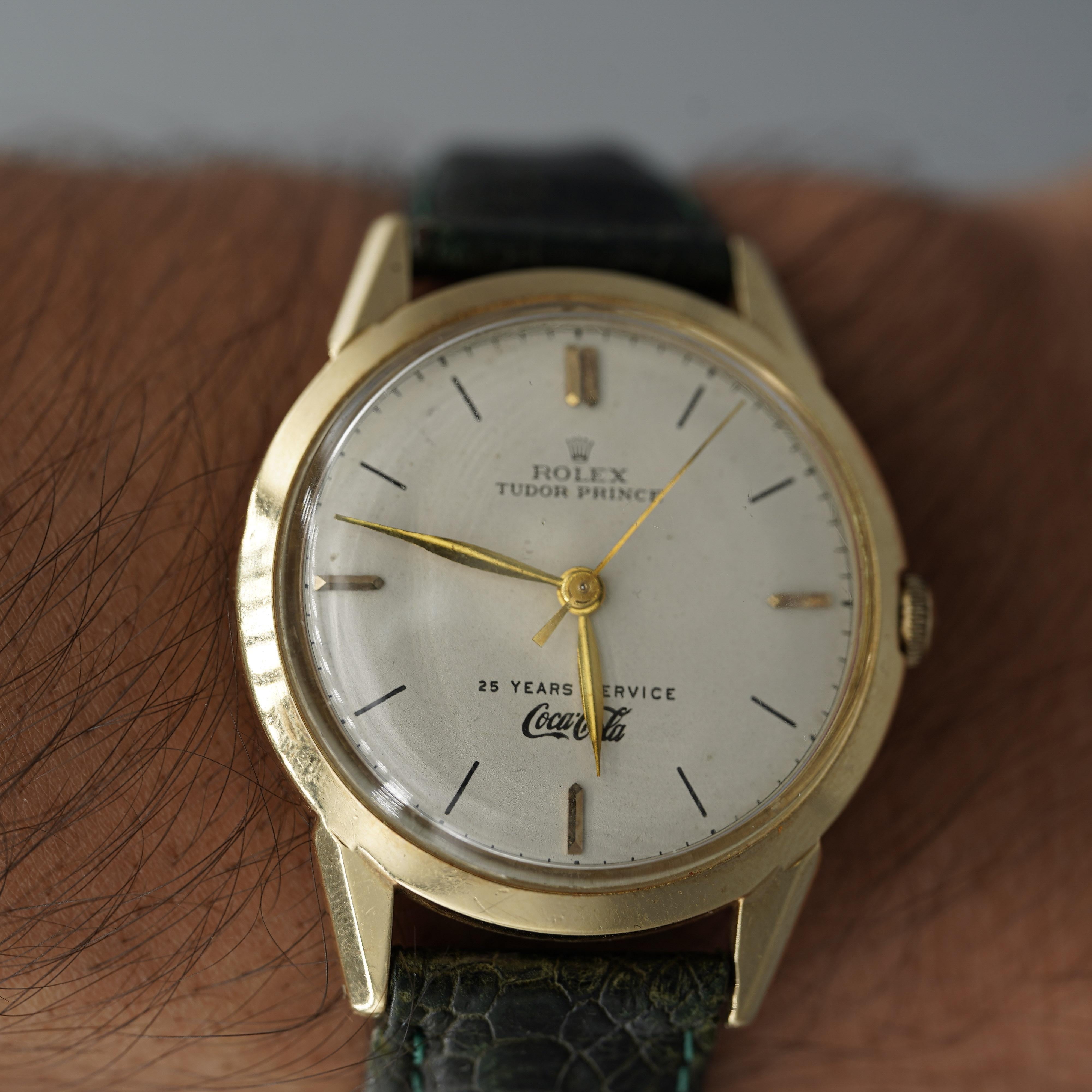 Reloj Rolex Tudor Prince 35 mm Coca Cola 25 años de servicio Oro de 14 quilates Contemporáneo en venta