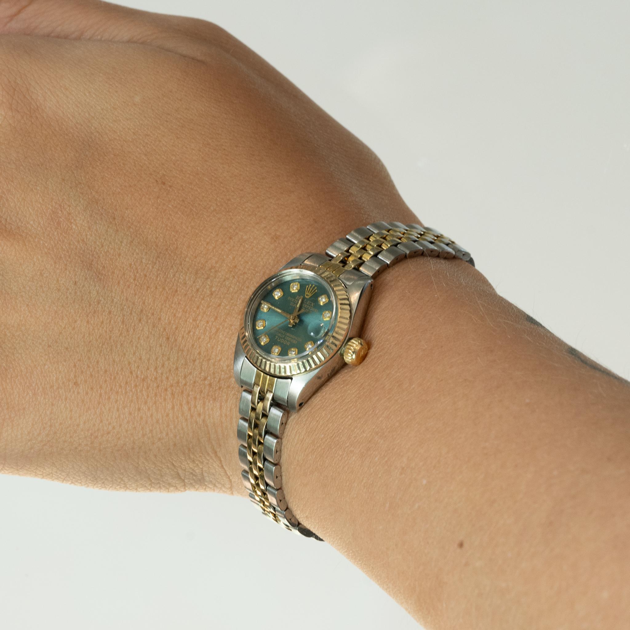 Rolex Tudor Princess DateJust Oysterdate avec cadran bicolore en diamants sarcelles, réf. 92313 4