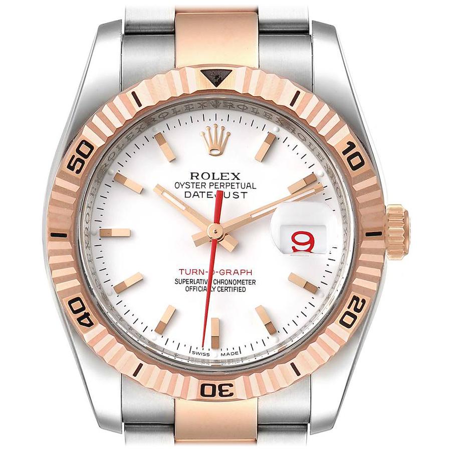 Rolex Turnograph Datejust Steel 18K Rose Gold Mens Watch 116261 Box Papers For Sale