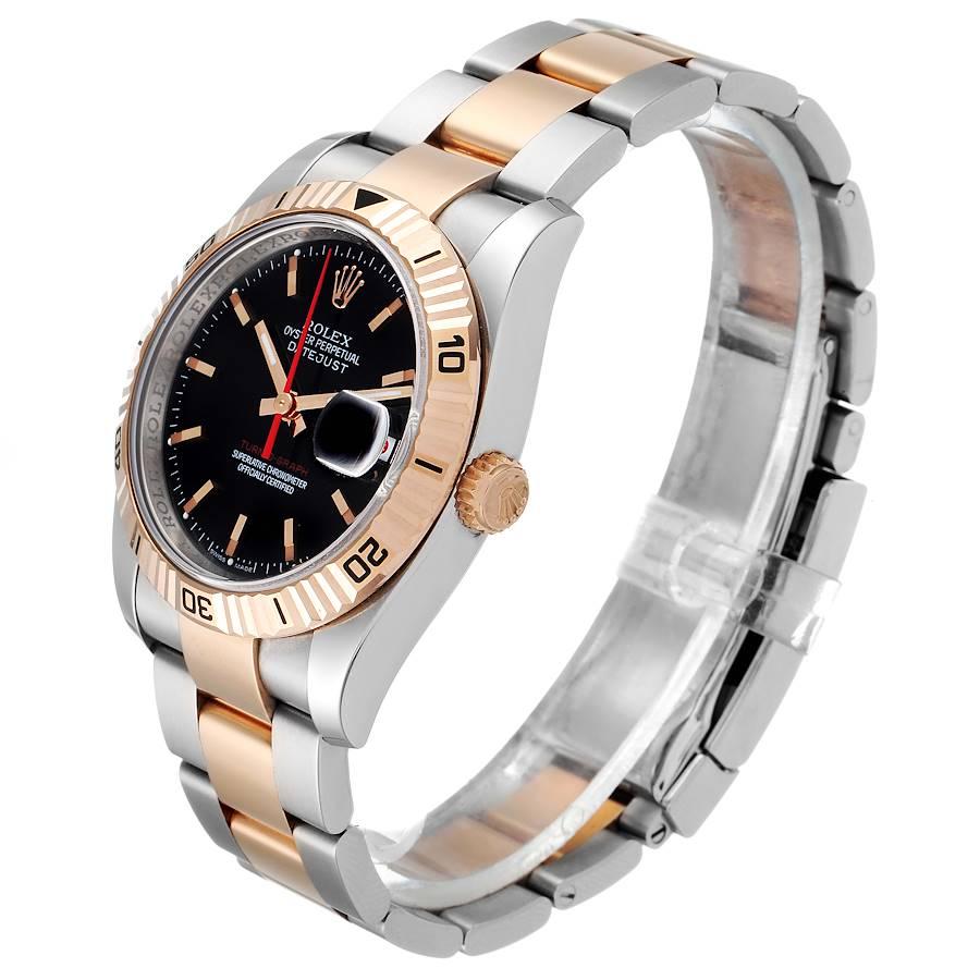 Men's Rolex Turnograph Datejust Steel Rose Gold Black Dial Mens Watch 116261 For Sale