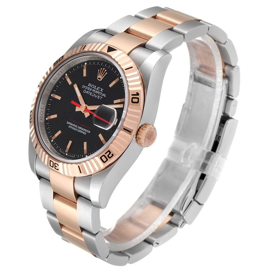 Men's Rolex Turnograph Datejust Steel Rose Gold Black Dial Mens Watch 116261