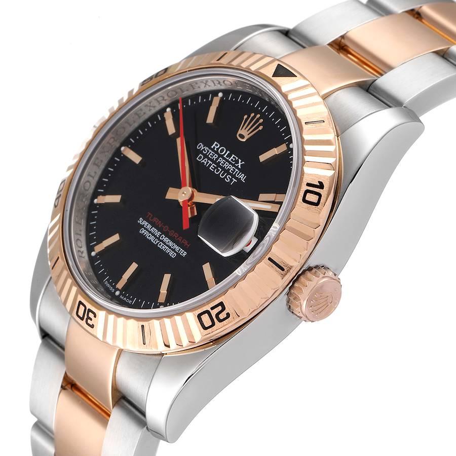 Rolex Turnograph Datejust Steel Rose Gold Black Dial Mens Watch 116261 For Sale 1