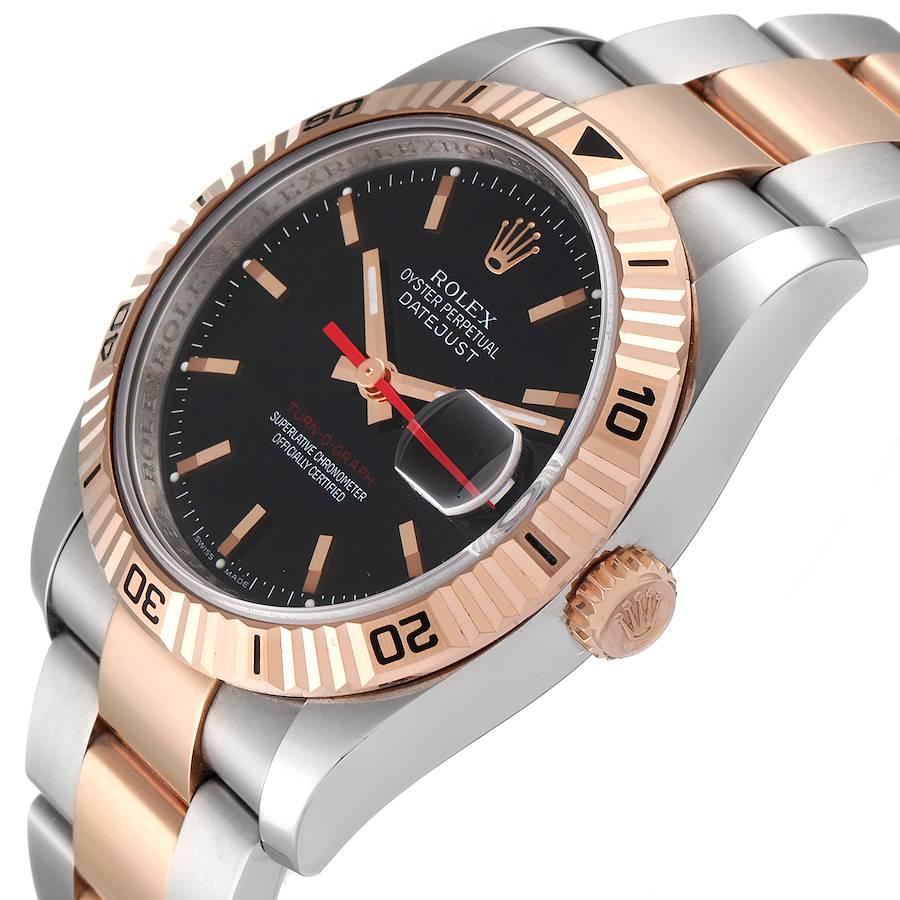 Rolex Turnograph Datejust Steel Rose Gold Black Dial Mens Watch 116261 1