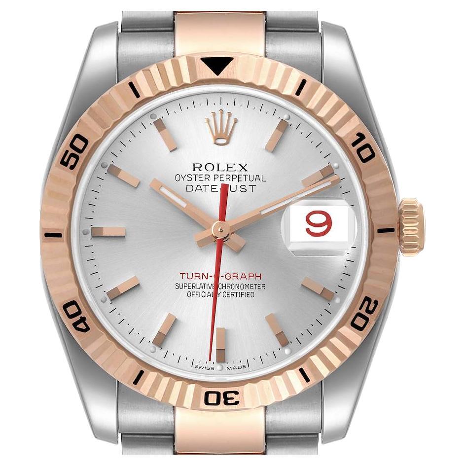 Rolex Turnograph Datejust Steel 18K Rose Gold Mens Watch 116261 Box
