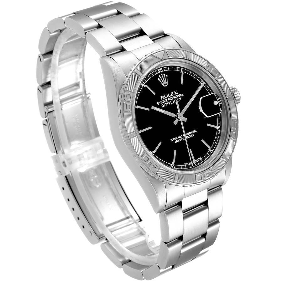 Rolex Turnograph Datejust Steel White Gold Black Dial Men's Watch 16264 In Excellent Condition For Sale In Atlanta, GA
