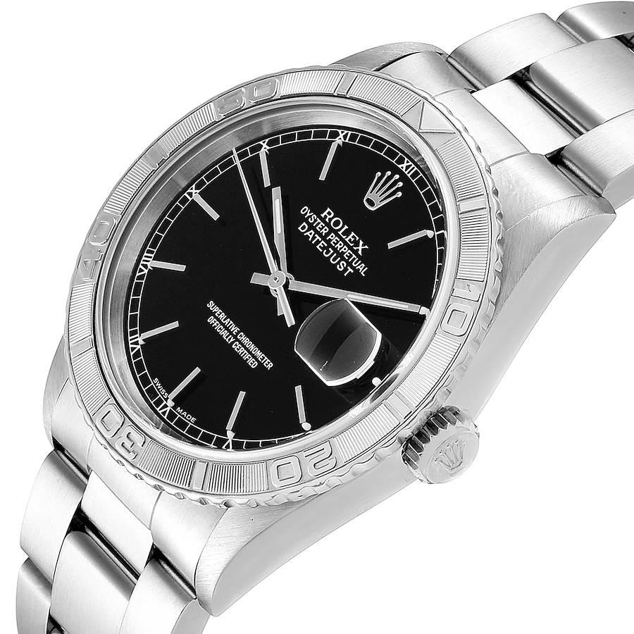 Rolex Turnograph Datejust Steel White Gold Black Dial Men's Watch 16264 For Sale 2