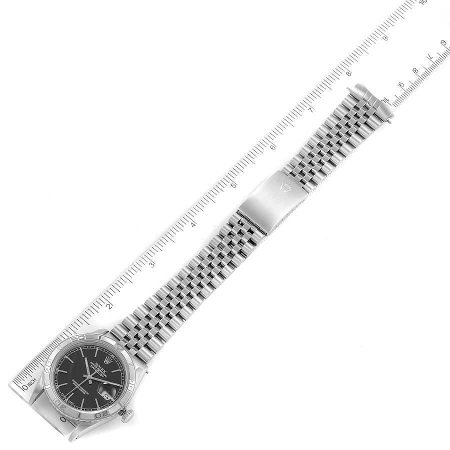 Rolex Turnograph Datejust Steel White Gold Black Dial Watch 16264 For Sale 6