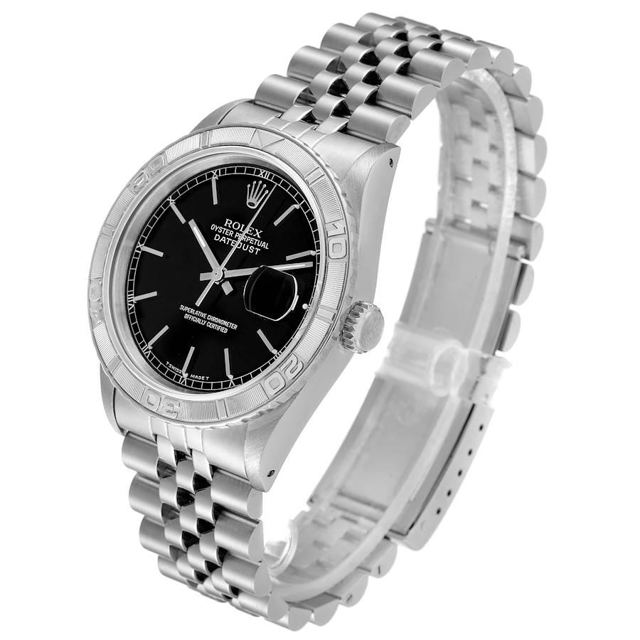 Men's Rolex Turnograph Datejust Steel White Gold Black Dial Watch 16264 For Sale