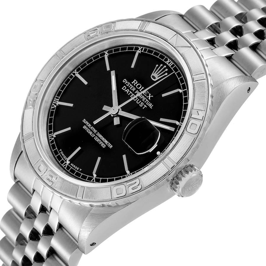 Rolex Turnograph Datejust Steel White Gold Black Dial Watch 16264 For Sale 1