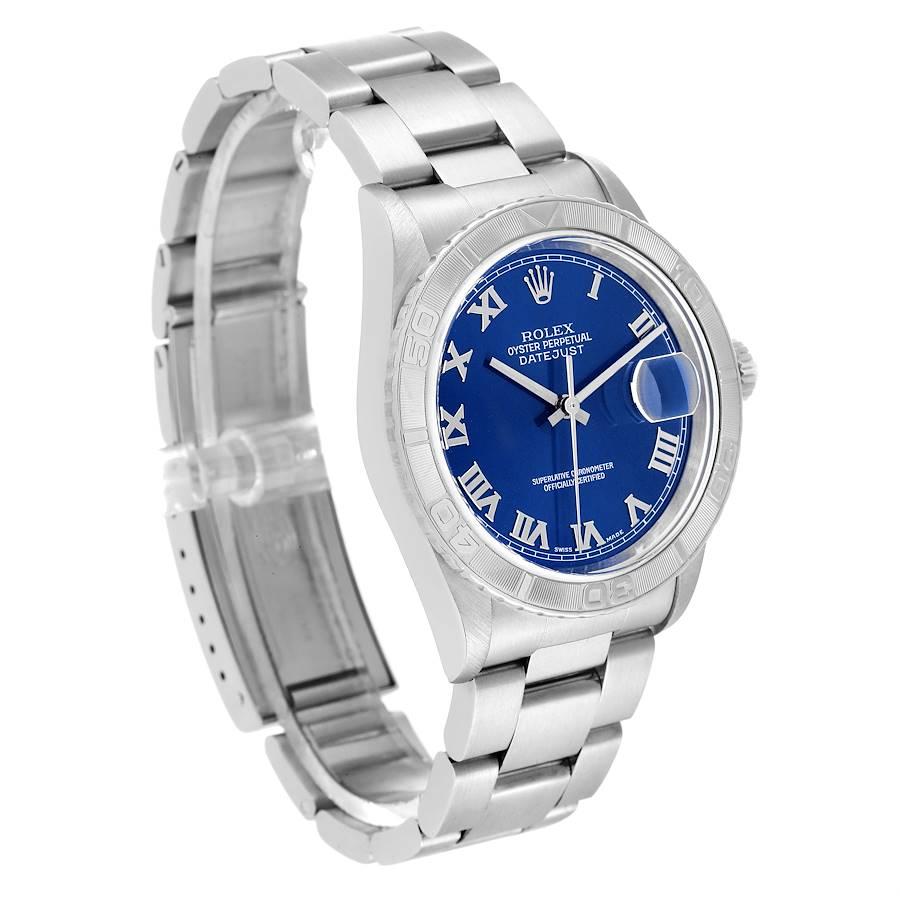 Rolex Turnograph Datejust Stahl Weigold Blaue Zifferblattuhr 16264 Box Papiere im Zustand „Hervorragend“ in Atlanta, GA