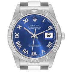 Rolex Turnograph Datejust Stahl Weigold Blaue Zifferblattuhr 16264 Box Papiere