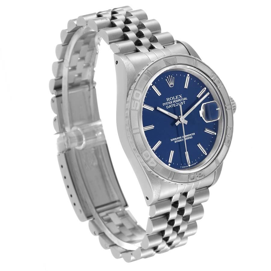 Rolex Turnograph Datejust Stahl-Weißgold-Uhr mit blauem Zifferblatt 16264 im Zustand „Hervorragend“ im Angebot in Atlanta, GA