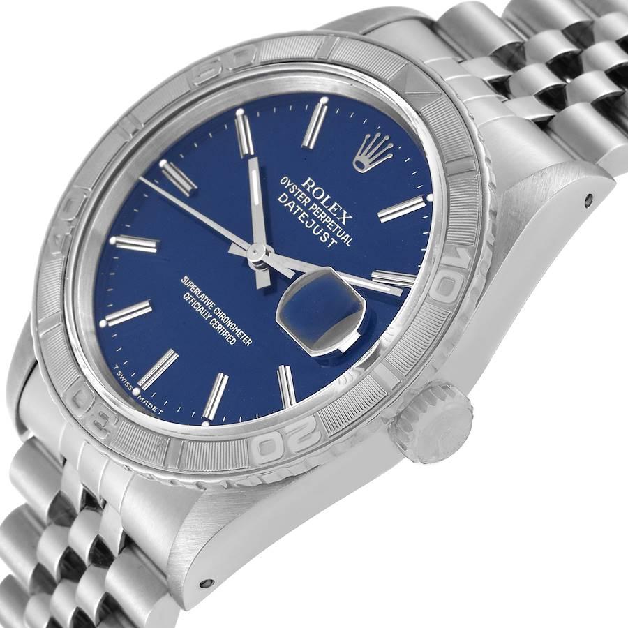 Rolex Turnograph Datejust Stahl-Weißgold-Uhr mit blauem Zifferblatt 16264 im Angebot 1