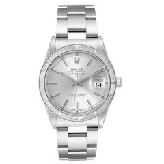 Rolex Turnograph Datejust Steel White Gold Silver Dial Men's Watch 16264