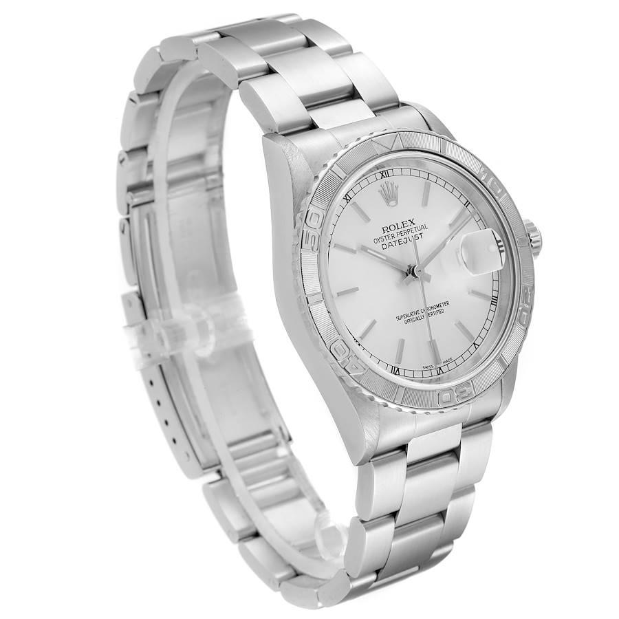 Rolex Turnograph Datejust Steel White Gold Silver Dial Mens Watch 16264 In Excellent Condition For Sale In Atlanta, GA