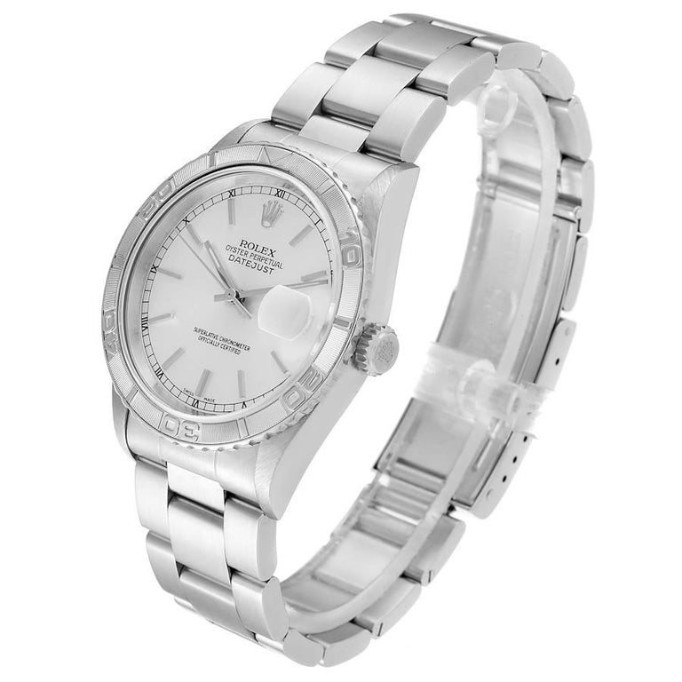 Men's Rolex Turnograph Datejust Steel White Gold Silver Dial Mens Watch 16264