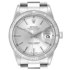 Rolex Turnograph Datejust Steel White Gold Silver Dial Men's Watch 16264