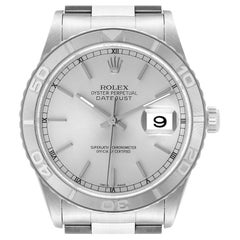 Rolex Turnograph Datejust Steel White Gold Silver Dial Mens Watch 16264 Papers