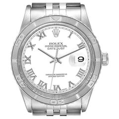 Rolex Turnograph Datejust Steel White Gold White Dial Watch 16264 Box Papers