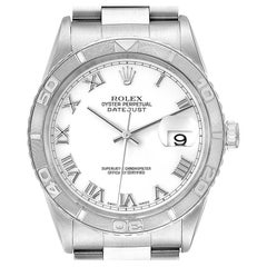 Rolex Turnograph Datejust Steel White Gold White Dial Watch 16264