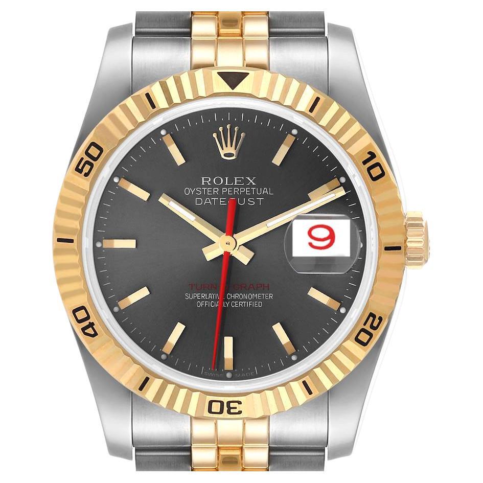 Rolex Turnograph Datejust Stahl Gelbgold Graues Zifferblatt Herrenuhr 116263