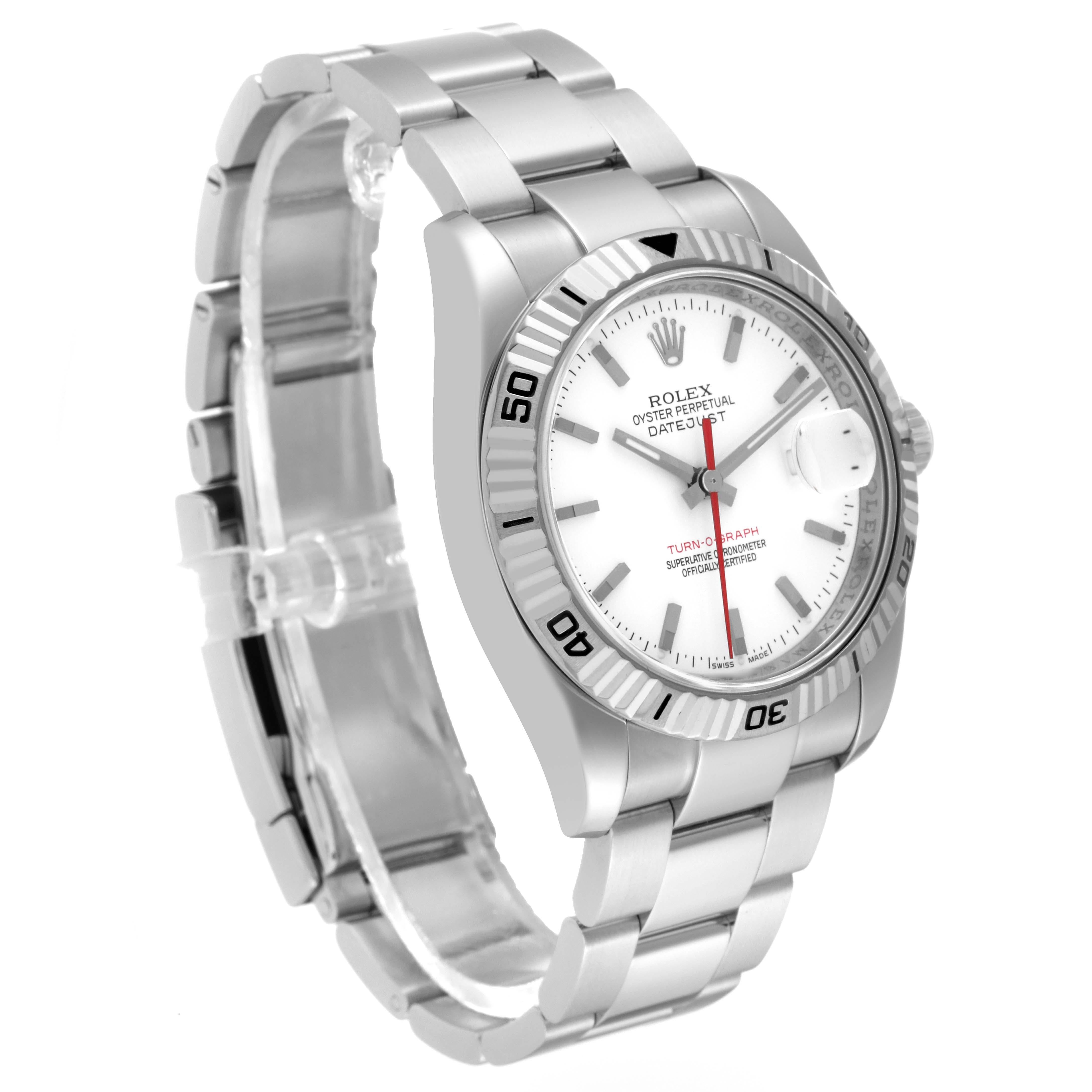 Rolex Turnograph Steel White Gold Bezel Mens Watch 116264 Box Card For Sale 3
