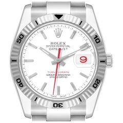 Rolex Turnograph Steel White Gold Bezel Mens Watch 116264 Box Card