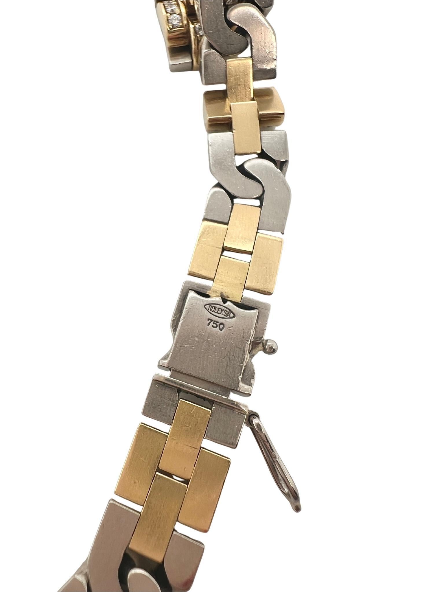 Taglio rotondo Collana Rolex Two-Color in oro giallo e bianco 18 carati e diamanti in vendita