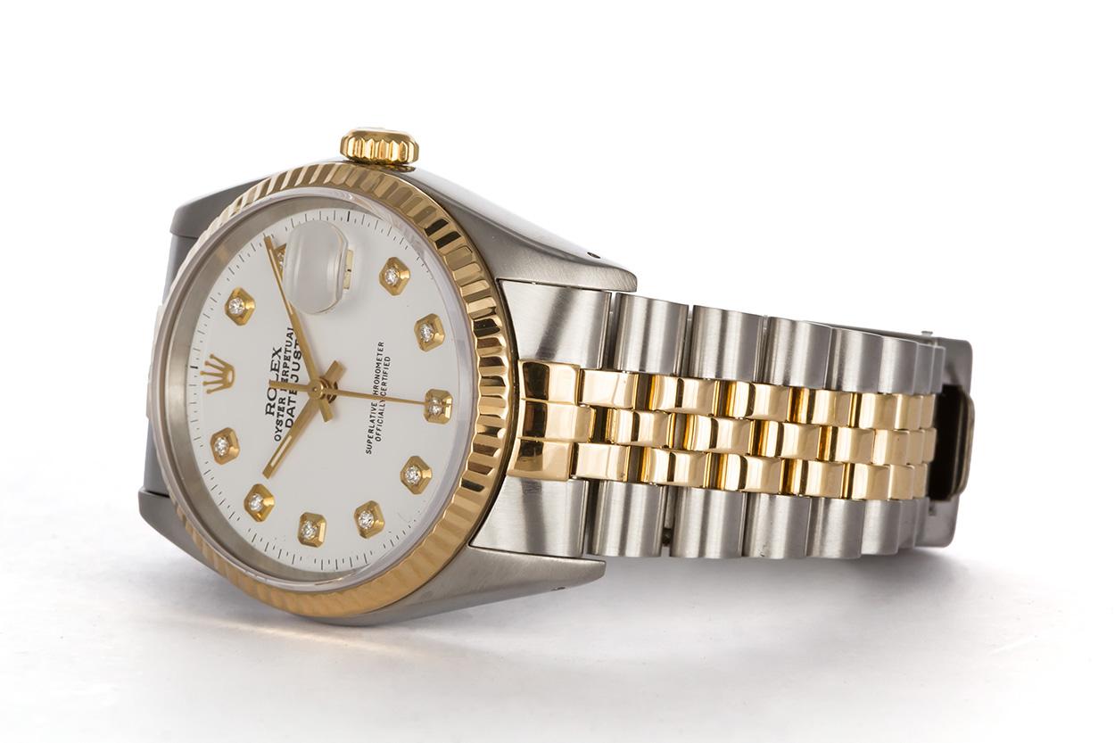 Modern Rolex Two-Tone 18 Karat Gold and Stainless Steel Datejust 16233 Diamond Dial