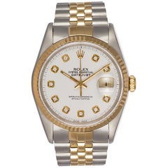 Rolex Two-Tone 18 Karat Gold and Stainless Steel Datejust 16233 Diamond Dial