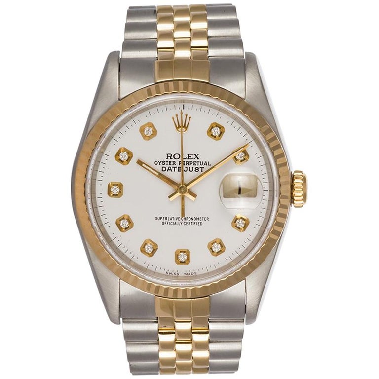 Rolex Two-Tone 18 Karat Gold and Stainless Steel Datejust 16233 Diamond ...