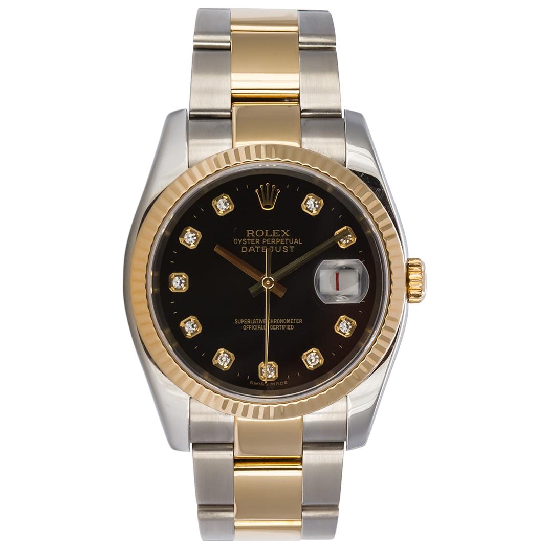 Rolex Two-Tone 18 Karat Gold and Stainless Steel Diamond Dial Datejust 116233