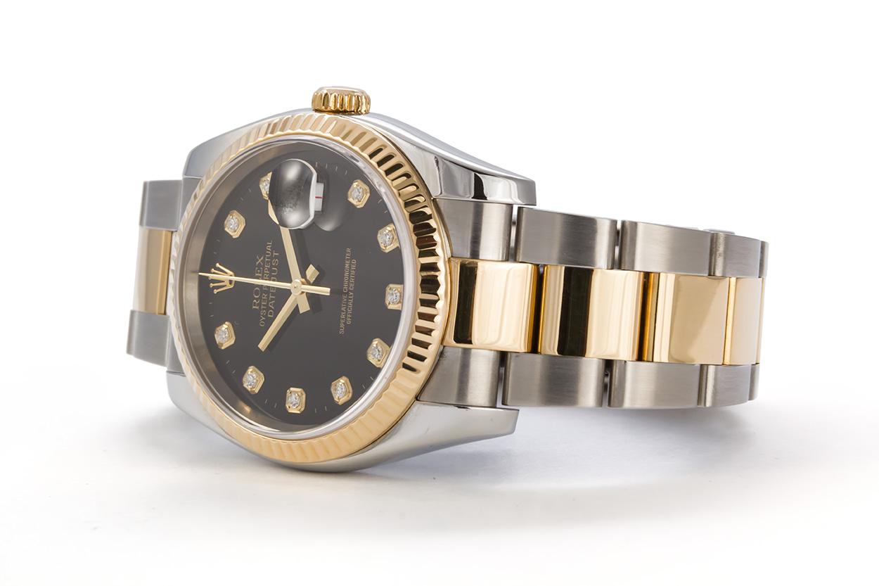 Contemporary Rolex Two-Tone 18 Karat Gold and Stainless Steel Diamond Dial Datejust 116233