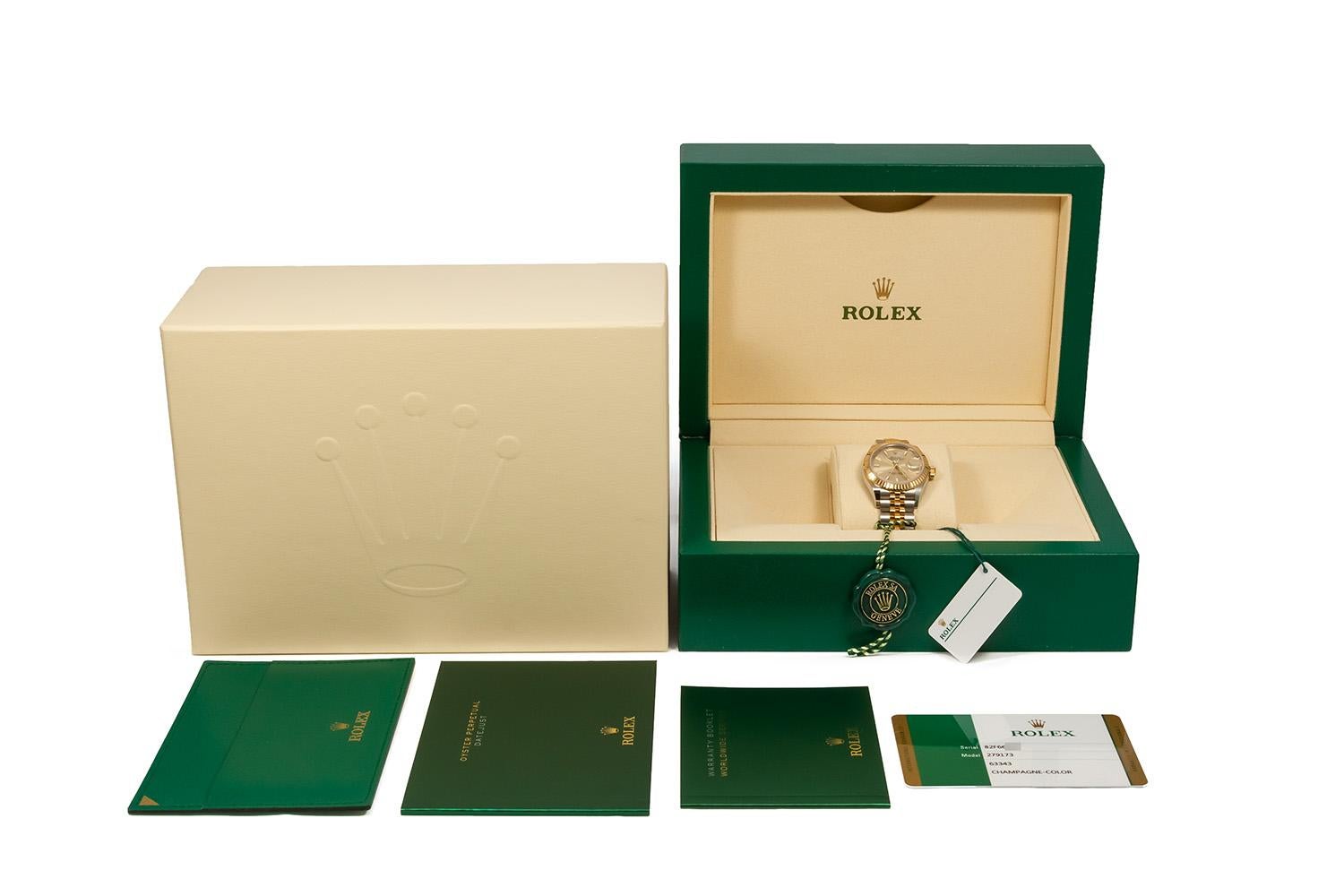 Rolex Two-Tone 18 Karat Yellow Gold Stainless Steel Datejust 279173 Box & Papers 3