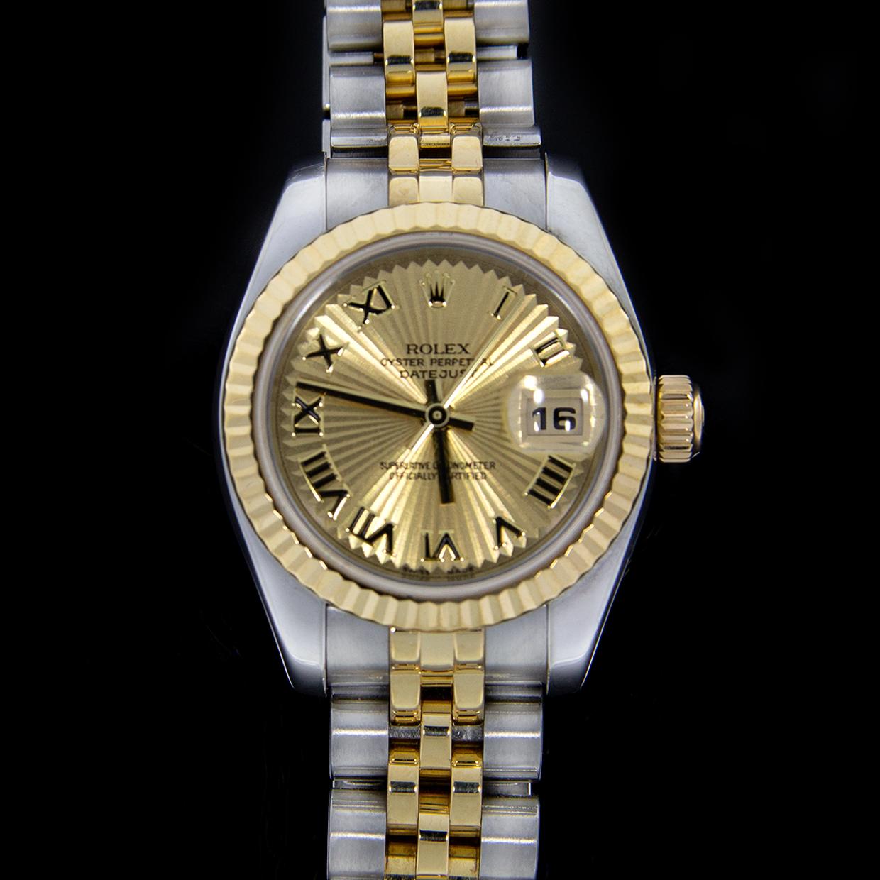 Rolex Two-Tone Datejust Watch Sunbeam Dial with Box and Paper In Excellent Condition In Columbia, MO