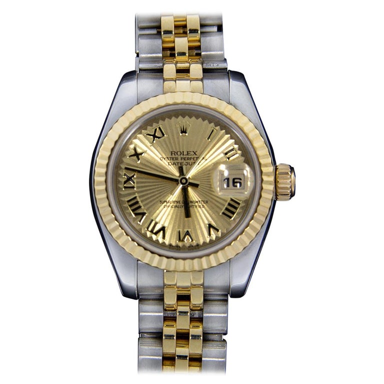 Rolex Two-Tone Datejust Watch Sunbeam Dial with Box and Paper at 1stDibs
