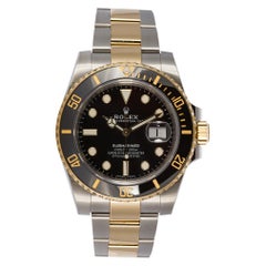 Rolex Two-Tone Black Ceramic Submariner 18 Karat Gold and Stainless Steel 116613