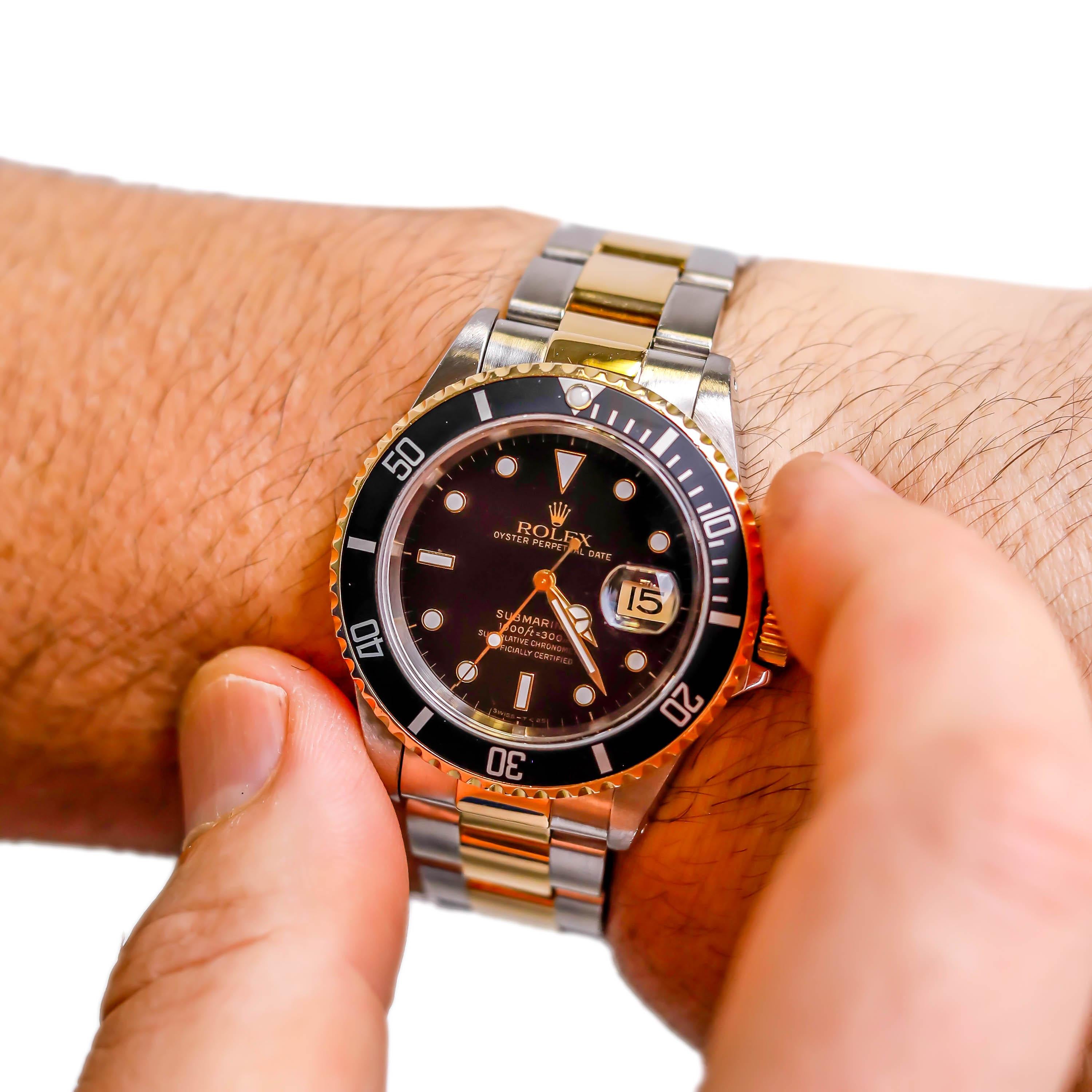 Contemporary Rolex Two-Tone Black Ceramic Submariner 18 Karat Gold and Stainless Steel
