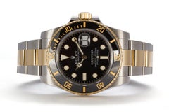 Rolex Two-Tone Black Ceramic Submariner 18 Karat Gold und Edelstahl 116613