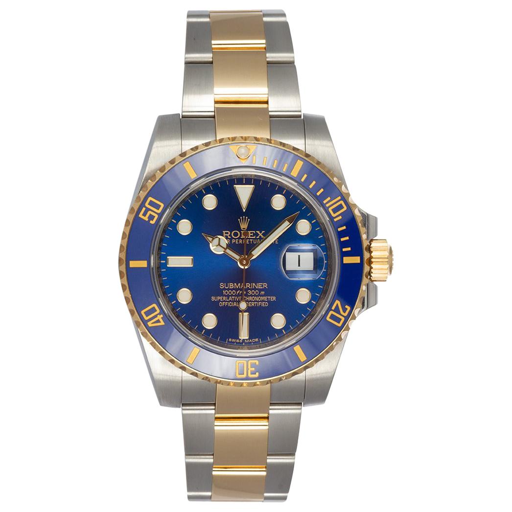 Rolex Two Tone Blue Ceramic Submariner 18k Gold & Stainless Steel 116613 BNP