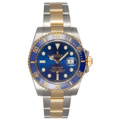 Used Rolex Two Tone Blue Ceramic Submariner 18k Gold & Stainless Steel 116613 BNP