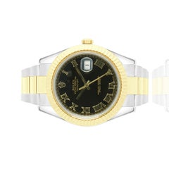 Rolex Two Tone Datejust 41mm Black Roman
