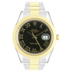Rolex Two Tone Datejust 41mm Black Roman