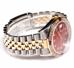 Rolex Two-Tone Datejust Men's 1978, Automatic Diamond Ruby Dial 18 Karat Gold