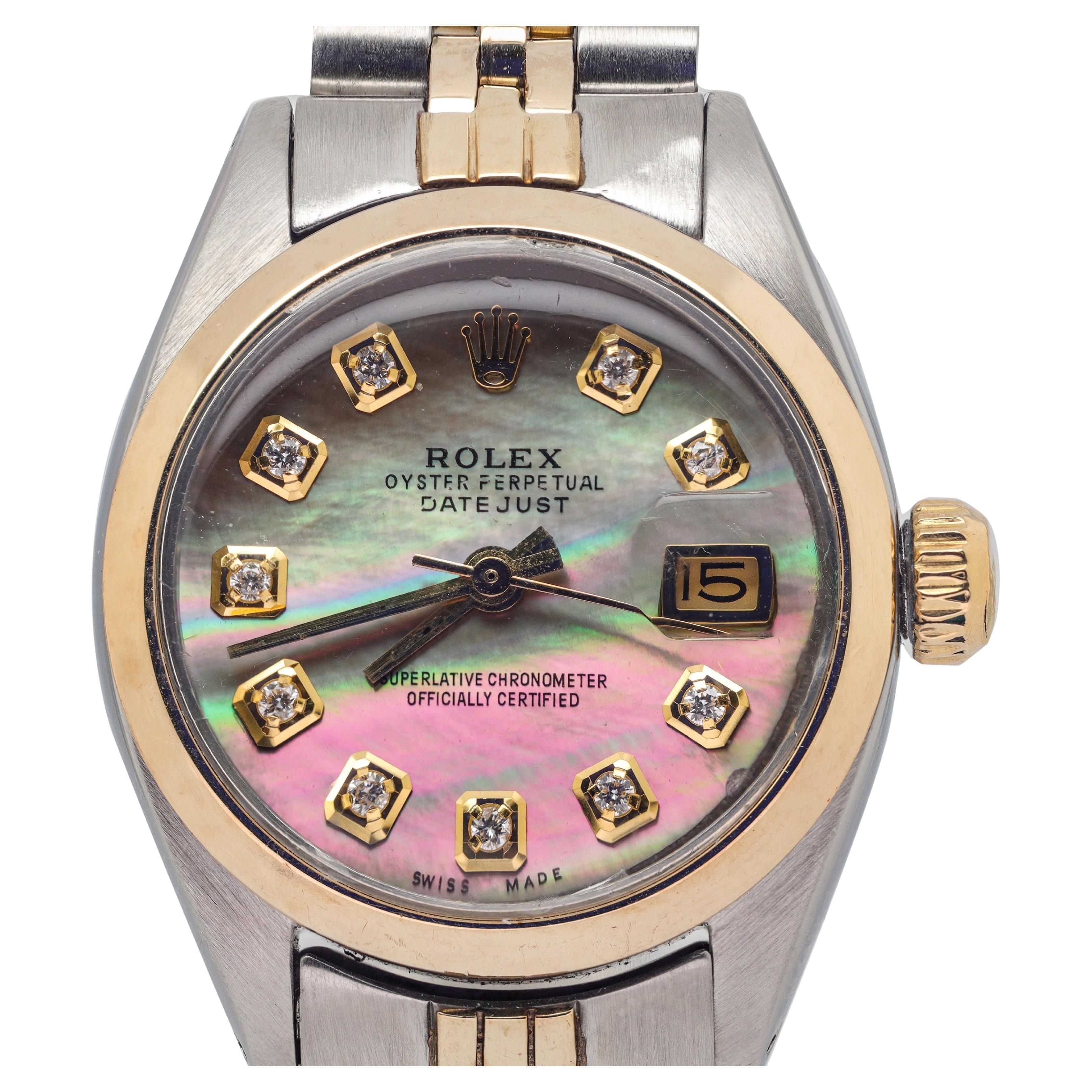 Rolex Two Tone Datejust Mother Of Pearl with Diamonds Womens Watch For Sale