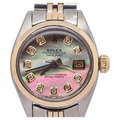 Rolex Two Tone Datejust Mother Of Pearl with Diamonds Womens Watch