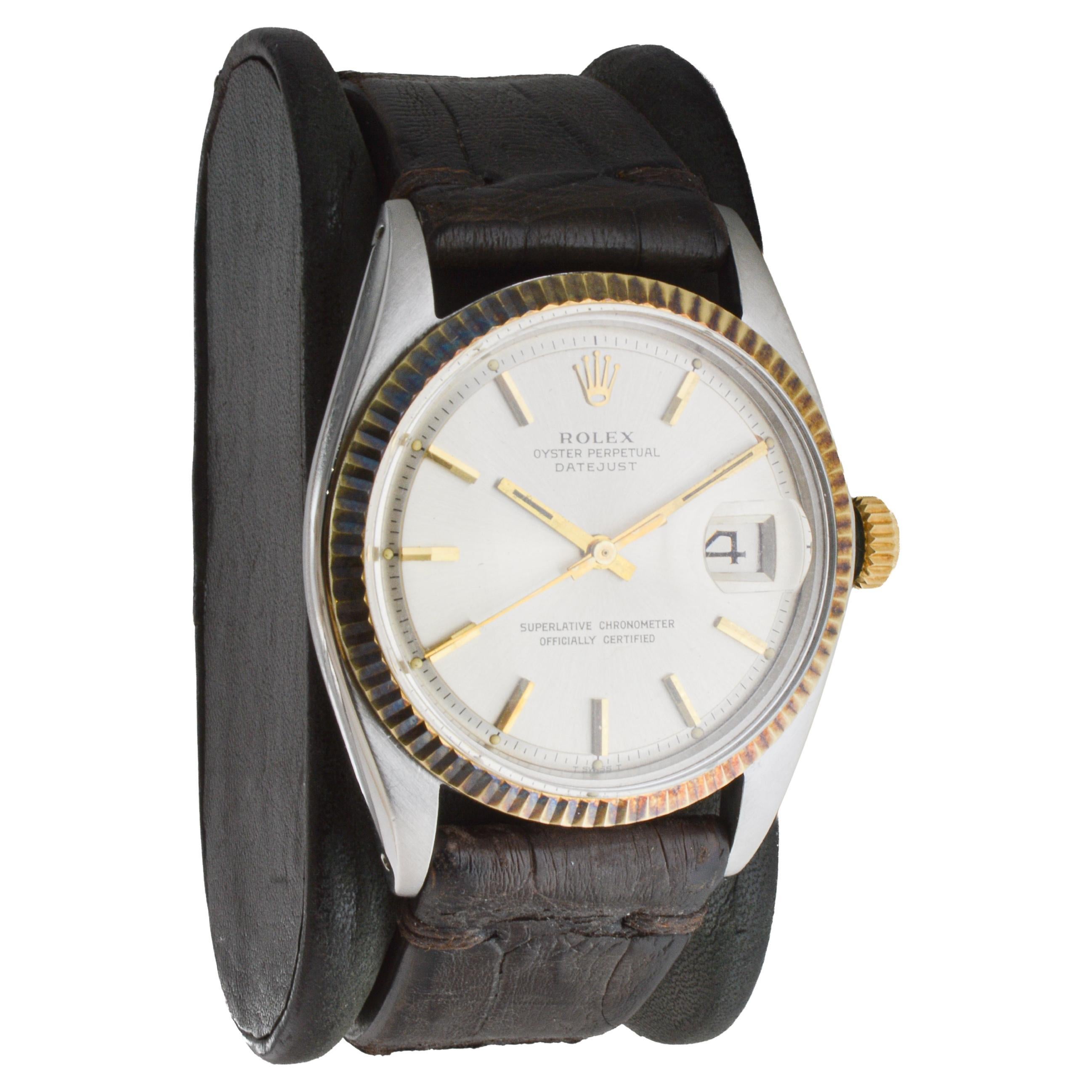 Modern Rolex Two-Tone Datejust Never Polished with Patinated Bezel Original Dial 1968